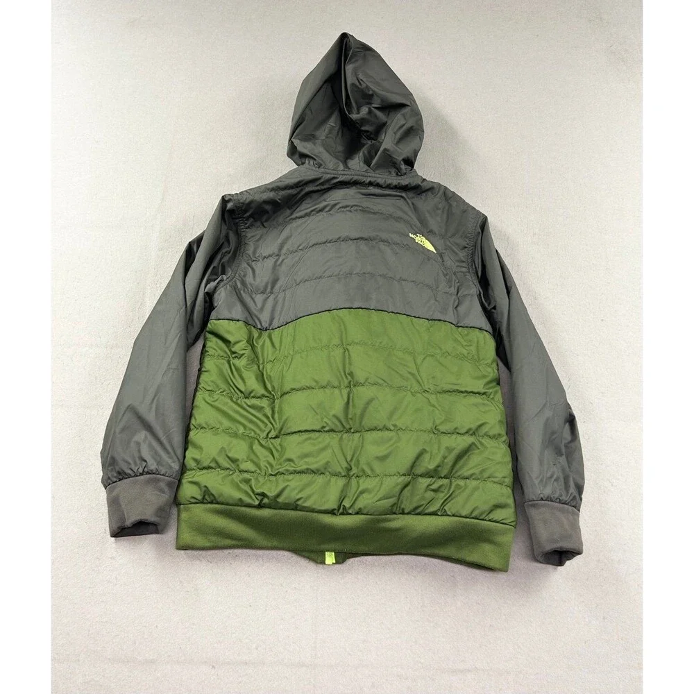 Boys The North Face Reversible Quilted Surgent Hooded Jacket Green